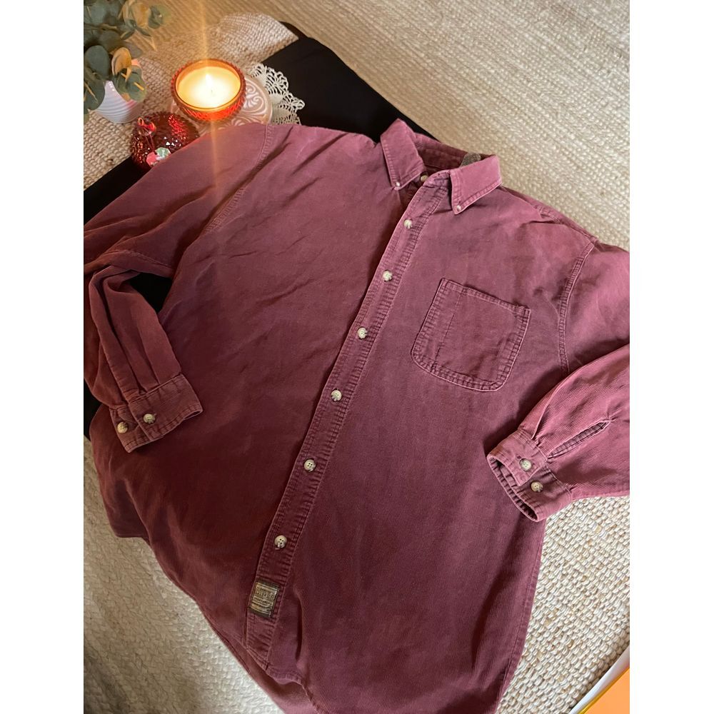 Diner Vintage Burgundy Corduroy‎ Button Up Long Sleeve Size | XL